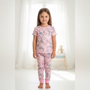 NEW Hello Kitty w/ Bows Girls SS Pajama Set, Pink, Size 4T, SOFT